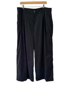 PACT women Boulevard pleated Stretch Twill Wide Leg Trouser XL black Cotton NWOT